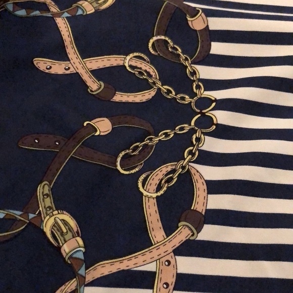 J. McLaughlin Signature Top Equestrian Print Stripes Catalina Cloth - Picture 3 of 9